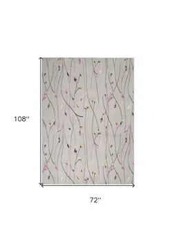 6' X 9' Gray and Pink Floral Power Loom Area Rug