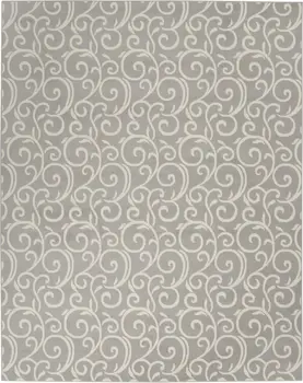 7' X 10' Gray and Ivory Floral Vines Power Loom Area Rug