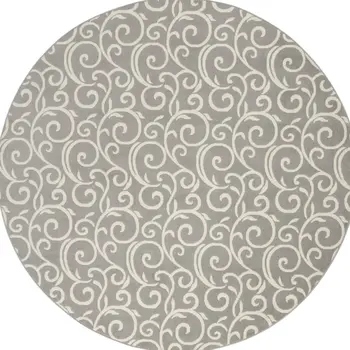 8' Gray and Ivory Round Floral Vines Power Loom Area Rug