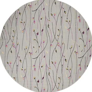 8' Gray and Pink Round Floral Power Loom Area Rug