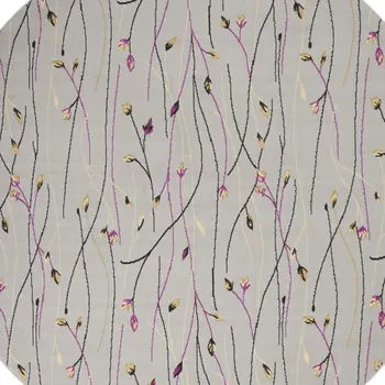 8' Gray and Pink Round Floral Power Loom Area Rug