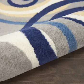 6' X 9' Gray and Blue Geometric Power Loom Area Rug