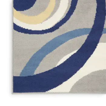 6' X 9' Gray and Blue Geometric Power Loom Area Rug