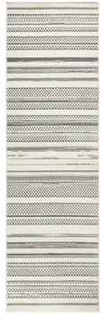 8' Gray And Ivory Striped Distressed Runner Rug