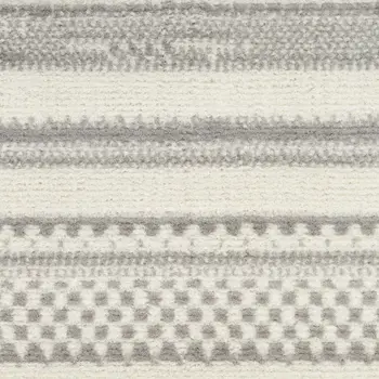 8' Gray And Ivory Striped Distressed Runner Rug