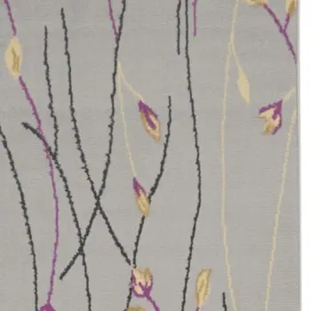 10' Gray Floral Vines Runner Rug