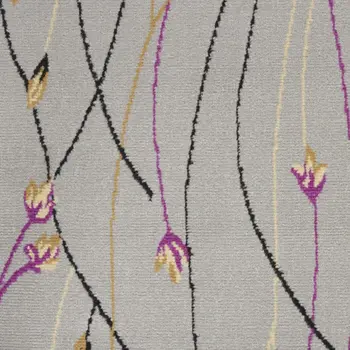 10' Gray Floral Vines Runner Rug