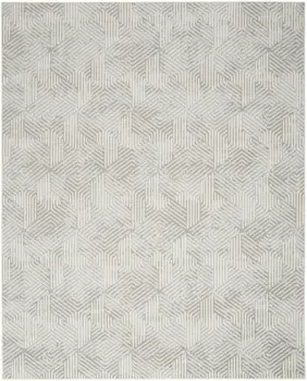 5' X 7' Gray and Ivory Geometric Power Loom Area Rug