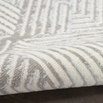 5' X 7' Gray and Ivory Geometric Power Loom Area Rug