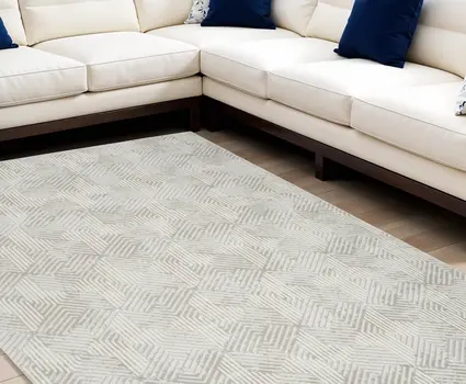 8' X 10' Gray and Ivory Geometric Power Loom Area Rug