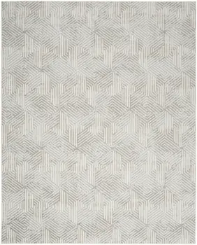 8' X 10' Gray and Ivory Geometric Power Loom Area Rug