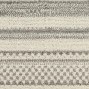 5' X 7' Gray and Ivory Striped Power Loom Distressed Area Rug