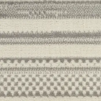 5' X 7' Gray and Ivory Striped Power Loom Distressed Area Rug