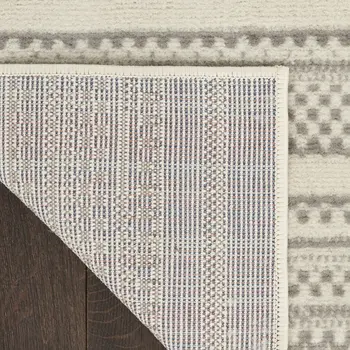 5' X 7' Gray and Ivory Striped Power Loom Distressed Area Rug