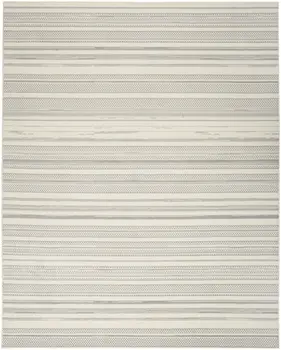 8' X 10' Gray and Ivory Striped Power Loom Area Rug
