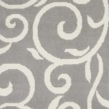 8' X 10' Gray and Ivory Floral Vines Power Loom Area Rug