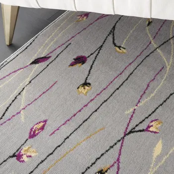 8' X 10' Gray and Pink Floral Power Loom Area Rug