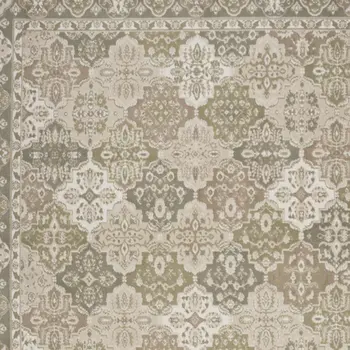 5' X 7' Green and Ivory Medallion Power Loom Distressed Area Rug