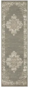 8' Green And Ivory Medallion Distressed Runner Rug