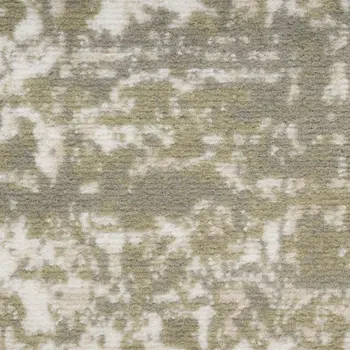 8' Green And Ivory Medallion Distressed Runner Rug