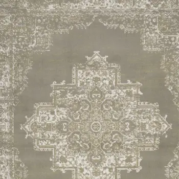 8' X 10' Green and Ivory Medallion Power Loom Distressed Area Rug