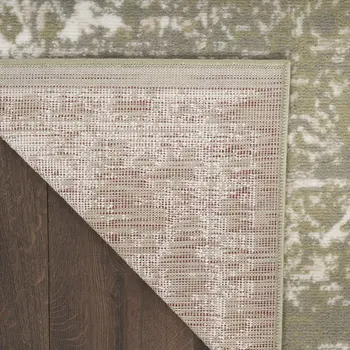 8' X 10' Green and Ivory Medallion Power Loom Distressed Area Rug