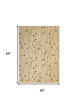4' X 6' Red and Ivory Floral Power Loom Area Rug