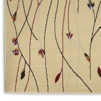 5' X 7' Red and Ivory Floral Power Loom Area Rug