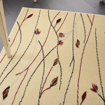 5' X 7' Red and Ivory Floral Power Loom Area Rug