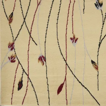 5' X 7' Red and Ivory Floral Power Loom Area Rug