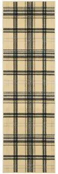 8' Beige And Black Plaid Runner Rug