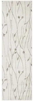 8' Beige And Ivory Floral Runner Rug