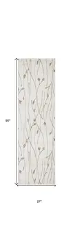 8' Beige And Ivory Floral Runner Rug