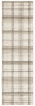8' Beige And Ivory Plaid Runner Rug