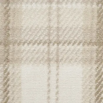 8' Beige And Ivory Plaid Runner Rug