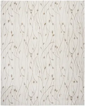 8' X 10' Beige and Ivory Floral Power Loom Area Rug
