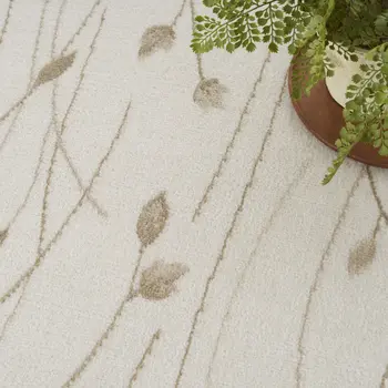 8' X 10' Beige and Ivory Floral Power Loom Area Rug
