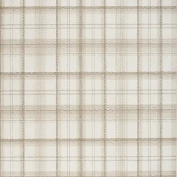 5' X 7' Beige and Ivory Plaid Power Loom Area Rug