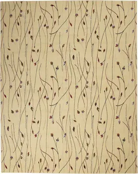 8' X 10' Beige and Black Floral Power Loom Area Rug