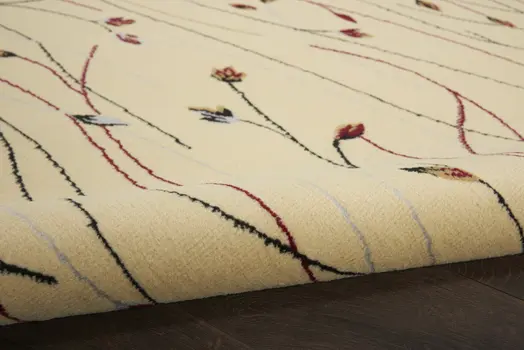 8' X 10' Beige and Black Floral Power Loom Area Rug