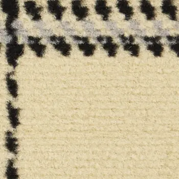 8' X 10' Beige and Black Plaid Power Loom Area Rug