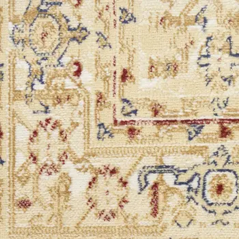 8' Beige And Ivory Medallion Distressed Runner Rug