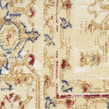 8' Beige And Ivory Medallion Distressed Runner Rug