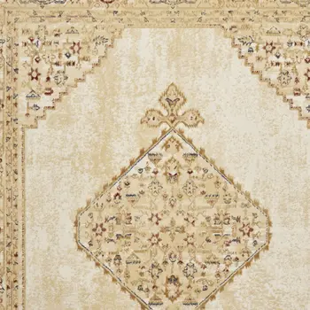 8' X 10' Beige and Ivory Medallion Power Loom Distressed Area Rug