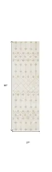 8' Beige And Ivory Moroccan Runner Rug