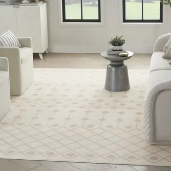 8' X 10' Beige and Ivory Moroccan Power Loom Area Rug