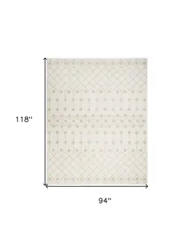 8' X 10' Beige and Ivory Moroccan Power Loom Area Rug