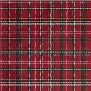 7' X 10' Red and Black Plaid Power Loom Area Rug