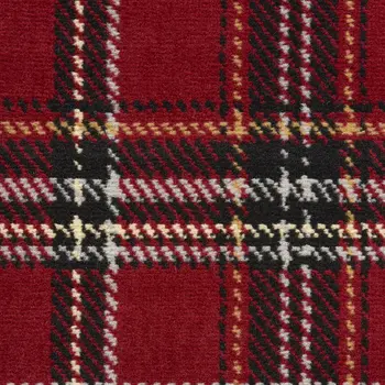7' X 10' Red and Black Plaid Power Loom Area Rug