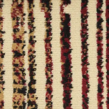 5' X 7' Tan Black and Red Striped Non Skid Area Rug